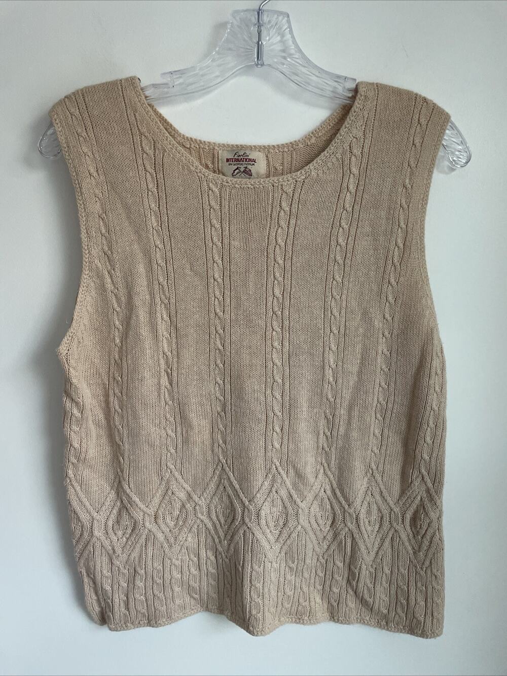 VTG Fiorlini International Womens LARGE Sleeveless Cable Knit Top Blouse Vest